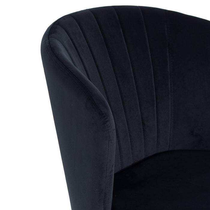 Giga Meubel - Stoel Velvet Zwart - Zwart Metaal - Schelp - Mendy - Set van 2