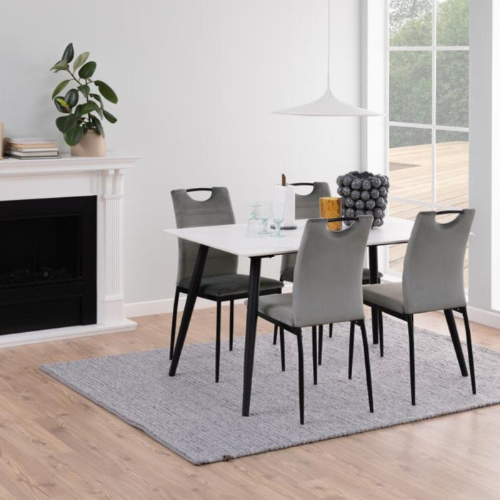Hioshop Dia eetkamerstoel velours grijs.