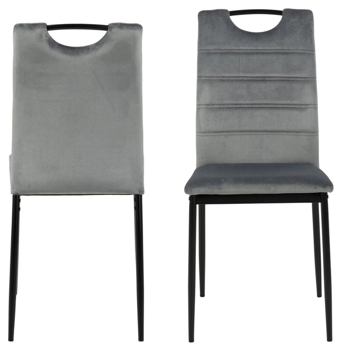 Hioshop Dia eetkamerstoel velours grijs.