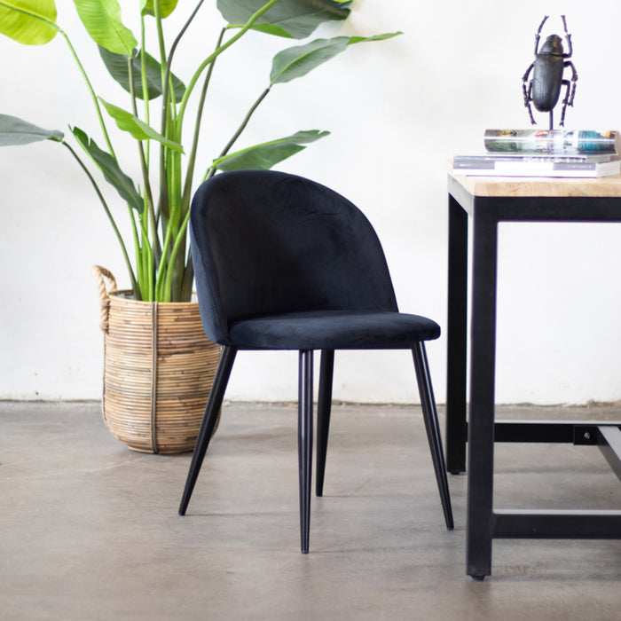 Giga Meubel - Stoel Stella Velvet Zwart (set van 2)