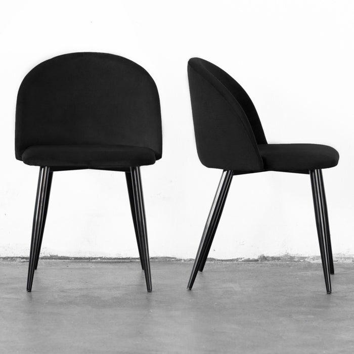 Giga Meubel - Stoel Stella Velvet Zwart (set van 2)