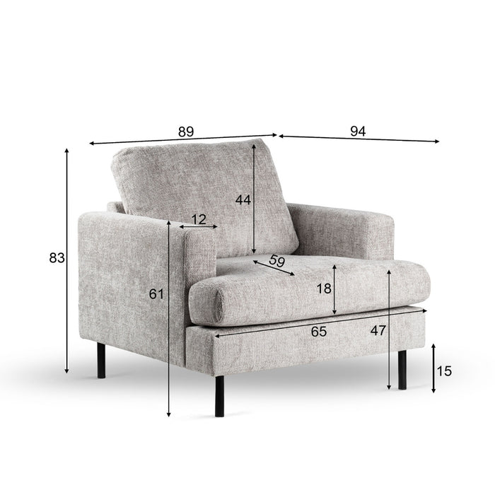 Vurna - Keenan fauteuil stof - champagne