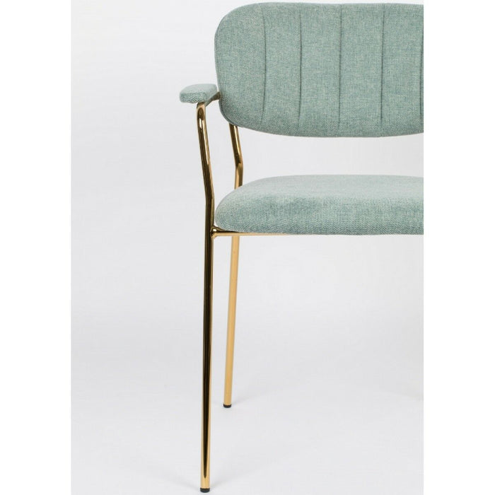 Puur - Viken armstoel stof lichtgroen - goud onderstel