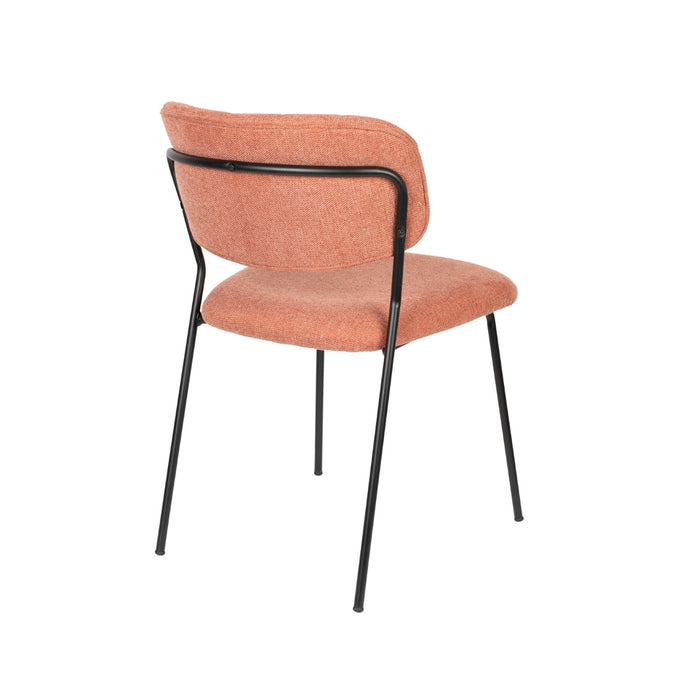 Puur - Viken eetkamerstoel stof - roze|oranje - zwart onderstel