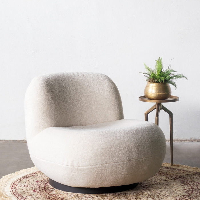 Giga Meubel - Draaifauteuil Teddy Wit - Zithoogte 44cm - Swivel