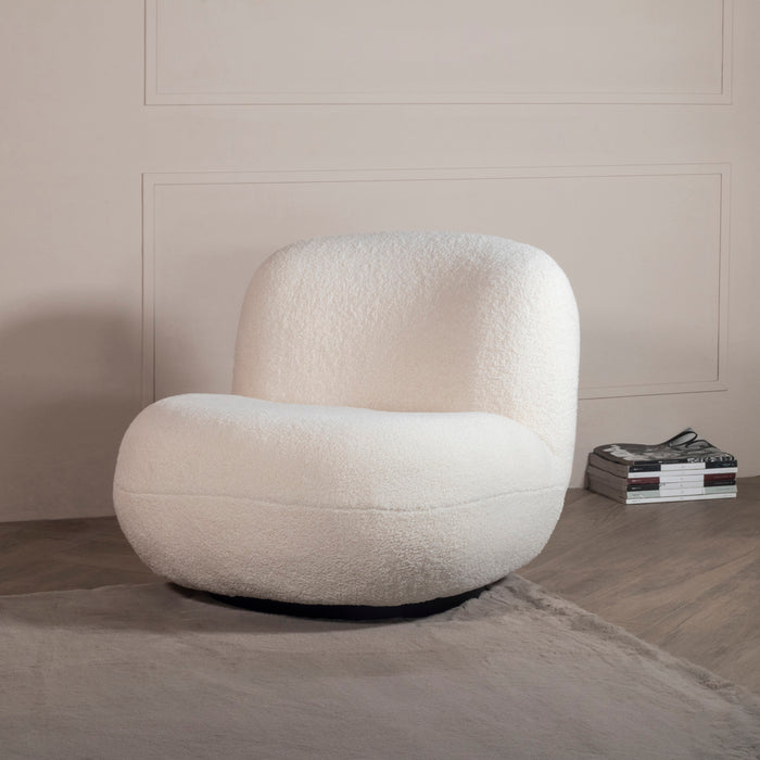 Giga Meubel - Draaifauteuil Teddy Wit - Zithoogte 44cm - Swivel