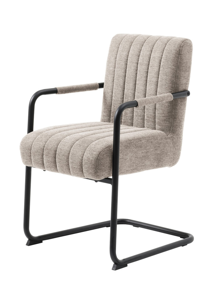 Giga Living - Eetkamerstoel Stof Zandkleur - Trout - Set van 2