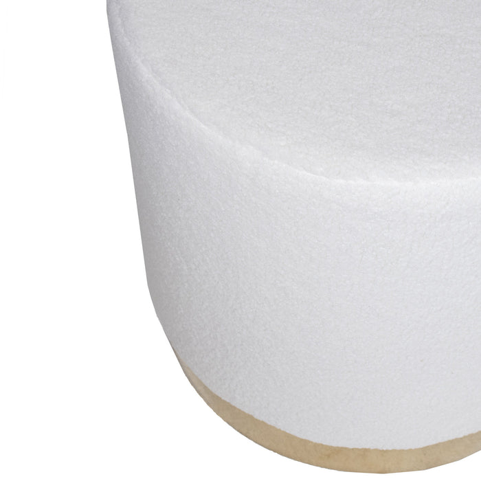 Giga Meubel - Teddy Poef Wit - Met Gouden Onderstel - Poef Quinty