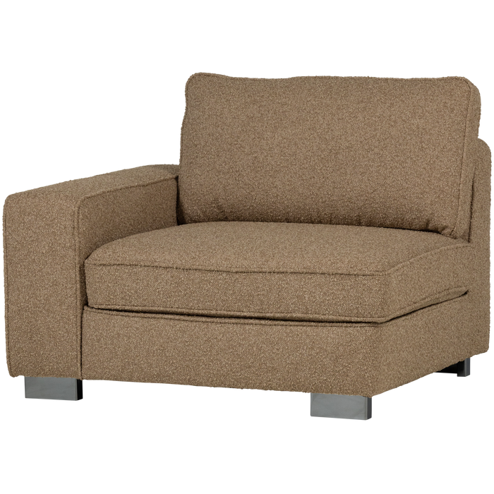 vtwonen Lazy 1-Zits Element met arm links - Bouclé - Bruin