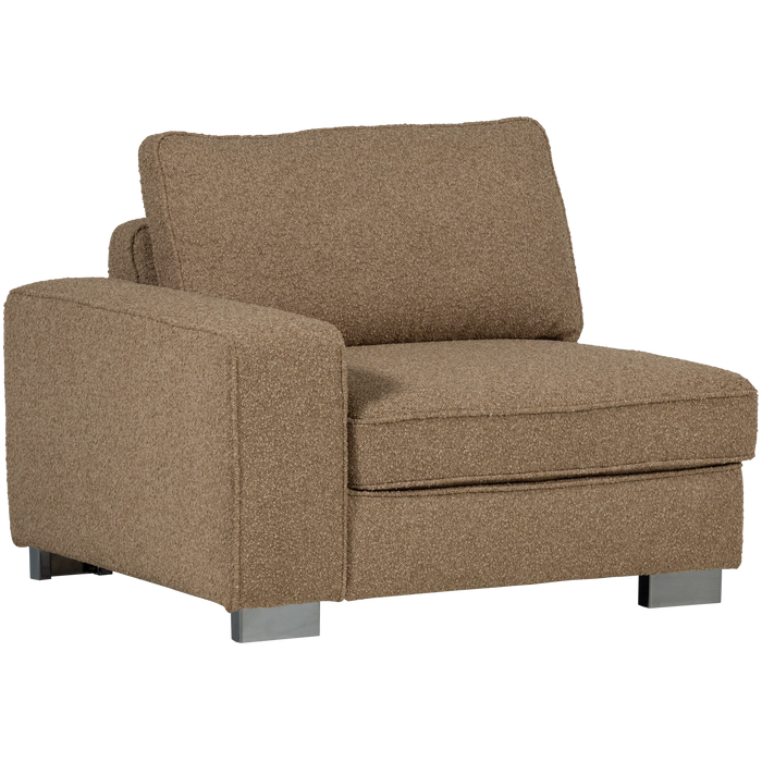 vtwonen Lazy 1-Zits Element met arm links - Bouclé - Bruin