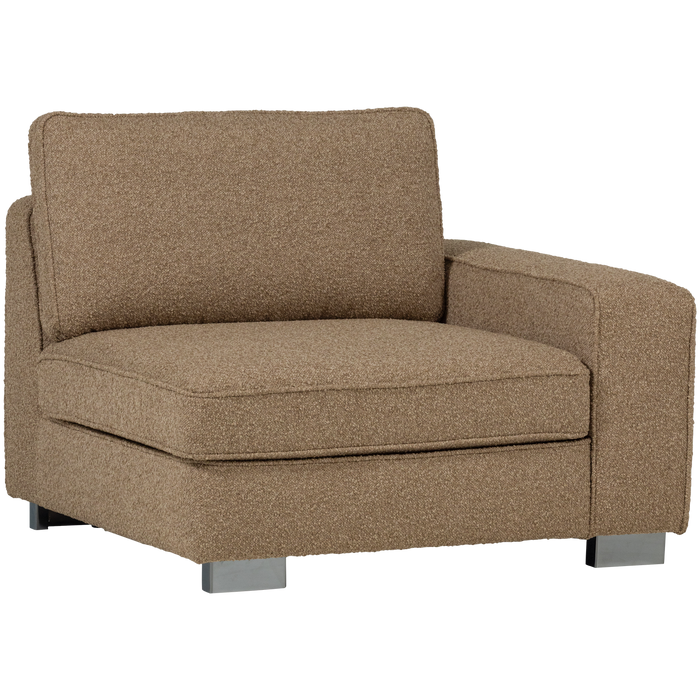 vtwonen Lazy 1-Zits Element met arm rechts - Bouclé - Bruin