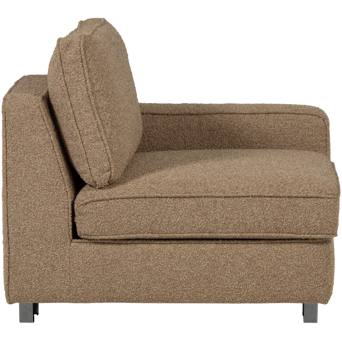 vtwonen Lazy 1-Zits Element met arm rechts - Bouclé - Bruin