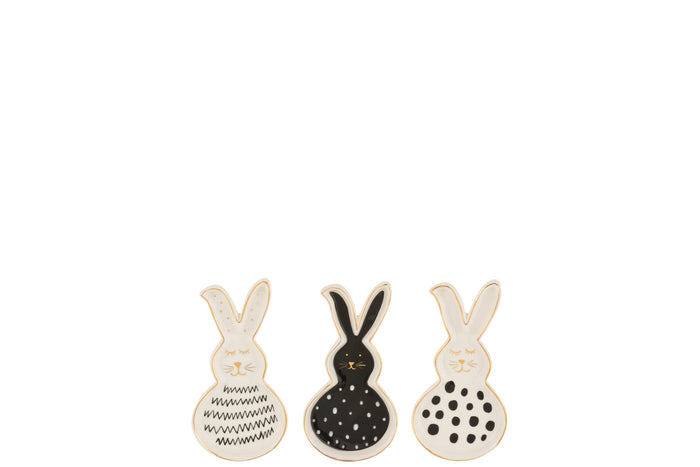 J-Line schaal Konijn - keramiek - zwart|wit|goud - small - 3