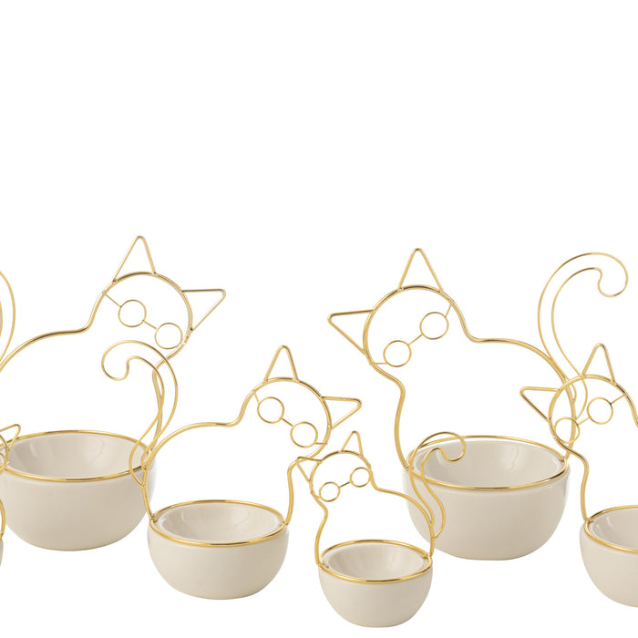 J-Line kom Kat Bril - porselein|metaal - large - 2 stuks