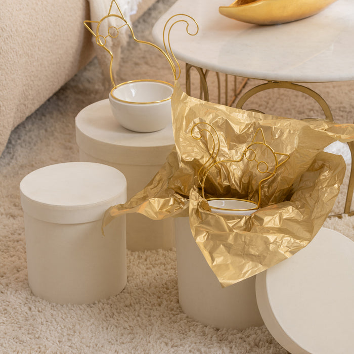 J-Line kom Kat Bril - porselein|metaal - large - 2 stuks