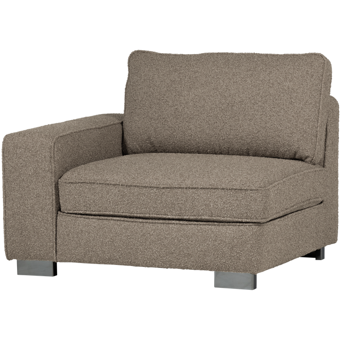 vtwonen Lazy 1-Zits Element met arm links - Bouclé - Zand