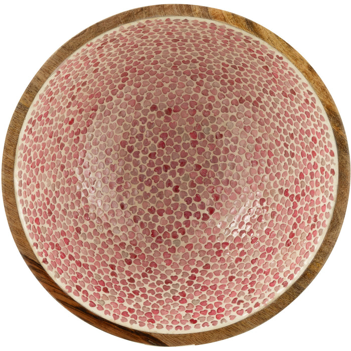 J-Line Kom Hart Mozaiek Mango Hout Roze Large
