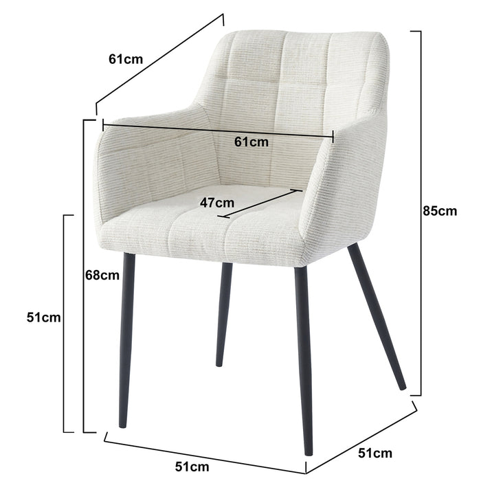 Livingfurn - Eetkamerstoel Stof Zand - Bronco - Set van 2