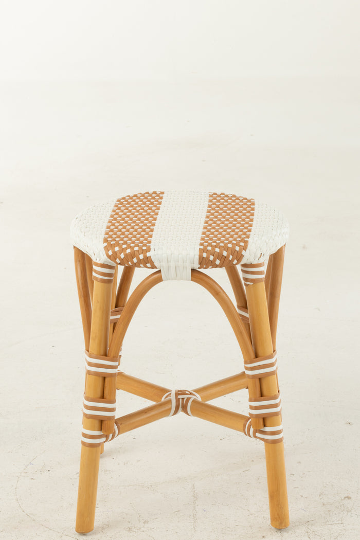 J-Line kruk Live - rotan|kunststof - naturel|wit