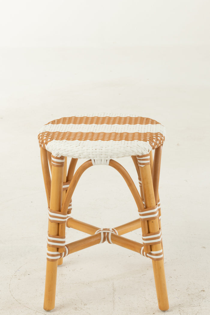 J-Line kruk Live - rotan|kunststof - naturel|wit