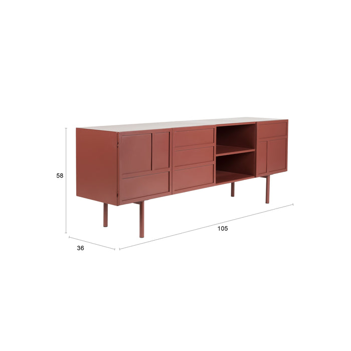 Housecraft Living Davis Dressoir Metaal Bruin| Rood