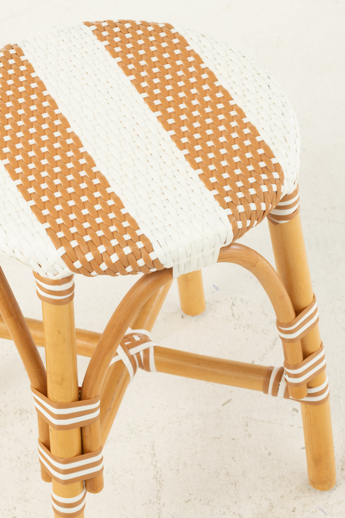 J-Line kruk Live - rotan|kunststof - naturel|wit