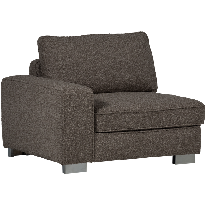 vtwonen Lazy 1-Zits Element met arm links - Bouclé - Antraciet