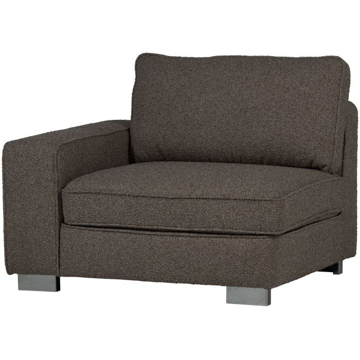 vtwonen Lazy 1-Zits Element met arm links - Bouclé - Antraciet