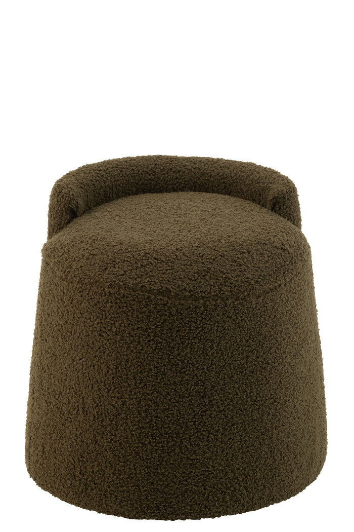 J-Line poef teddy rond+rugleuing bouclé - textiel - groen