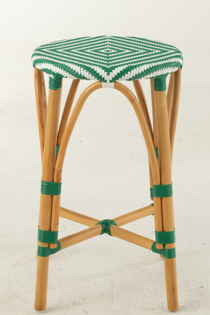 J-Line barkruk Live - rotan|kunststof - naturel|groen