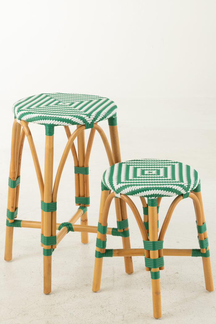 J-Line barkruk Live - rotan|kunststof - naturel|groen