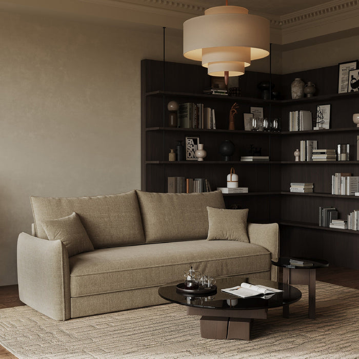 3-zits slaapbank in taupe weave 213cm