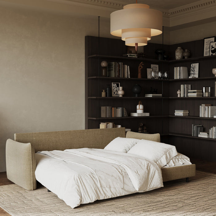 3-zits slaapbank in taupe weave 213cm