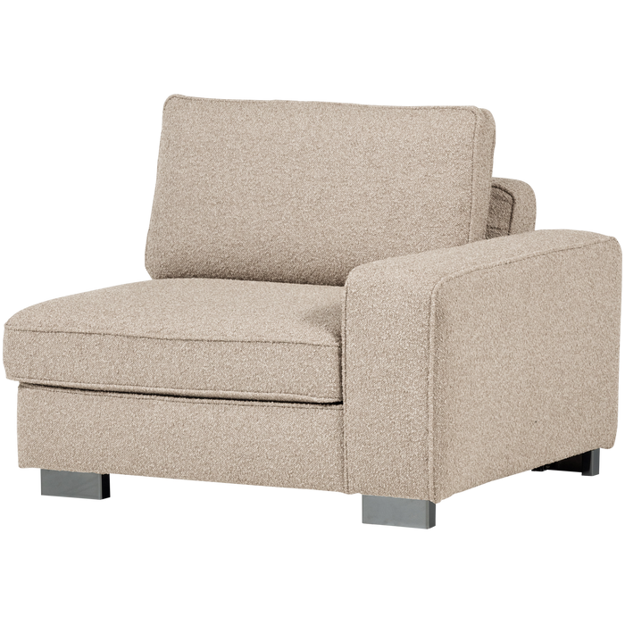 vtwonen Lazy 1-Zits Element met arm rechts - Bouclé - Naturel