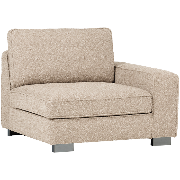 vtwonen Lazy 1-Zits Element met arm rechts - Bouclé - Naturel