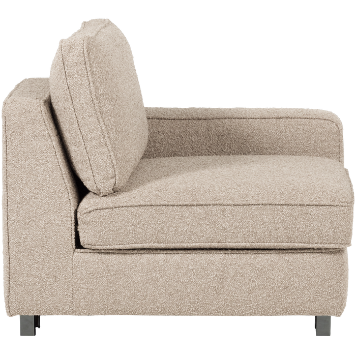 vtwonen Lazy 1-Zits Element met arm rechts - Bouclé - Naturel