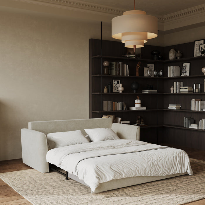 3-zits slaapbank in zacht aanvoelende crèmekleurige inslagstof 180cm