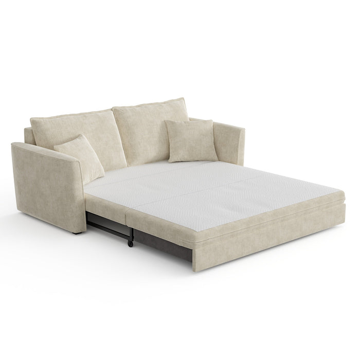 3-zits slaapbank in zacht aanvoelende crèmekleurige inslagstof 180cm