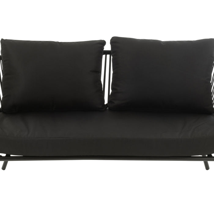 J-Line stoel|bank Poa - metaal|rotan - zwart - set van 3