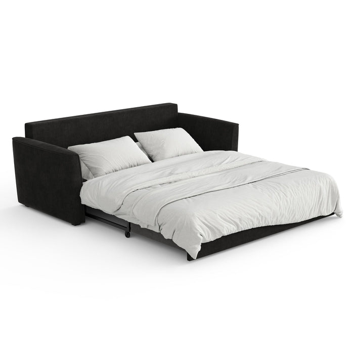 3-zits slaapbank in zacht aanvoelende zwarte inslagstof 180cm