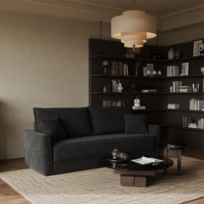 3-zits slaapbank in zacht aanvoelende zwarte inslagstof 180cm