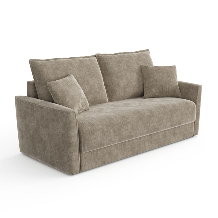 3-zits slaapbank in soft touch geweven stof in taupe 180cm