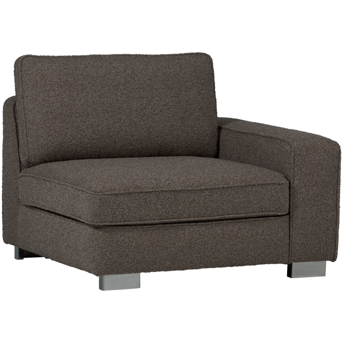 vtwonen Lazy 1-Zits Element met arm rechts - Bouclé - Antraciet