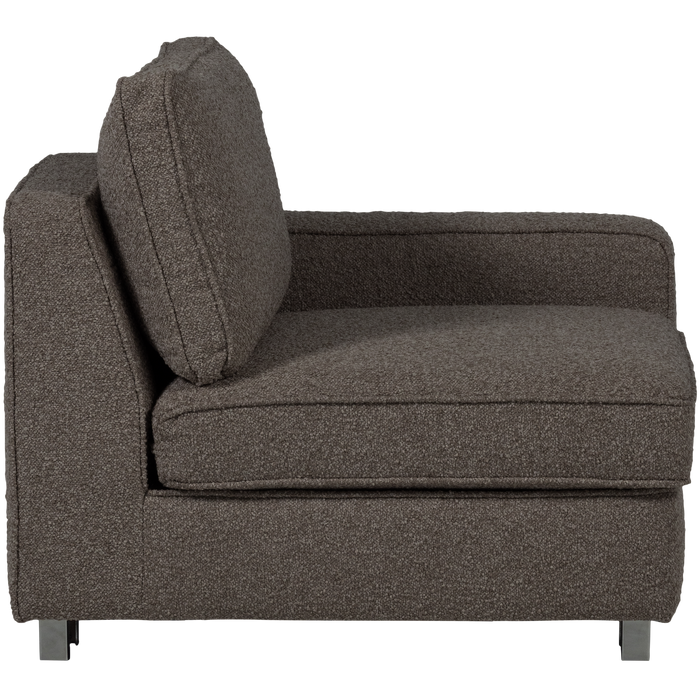 vtwonen Lazy 1-Zits Element met arm rechts - Bouclé - Antraciet