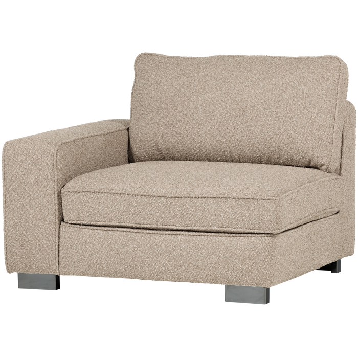 vtwonen Lazy 1-Zits Element met arm links - Bouclé - Naturel