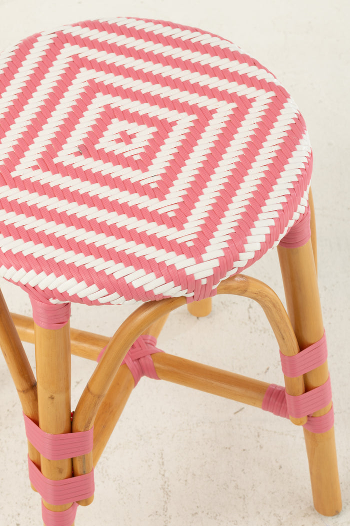 J-Line kruk Live - rotan|kunststof - naturel|roze