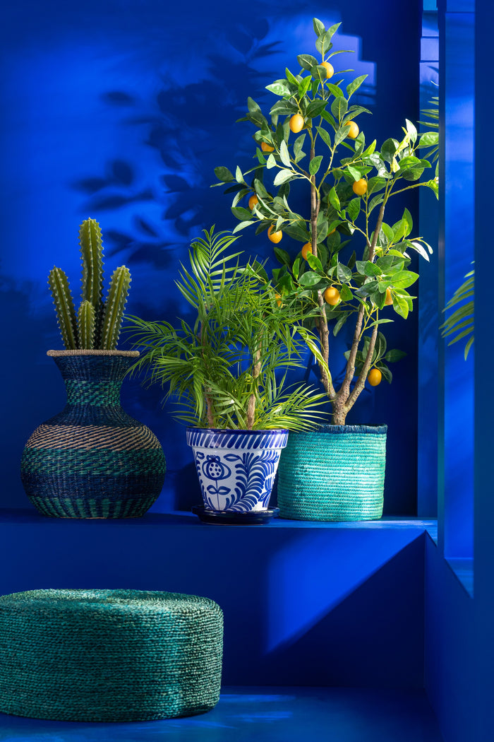 J-Line bloempot Granada Handmade + Painted - keramiek - blauw - extra large - Ø 50 cm