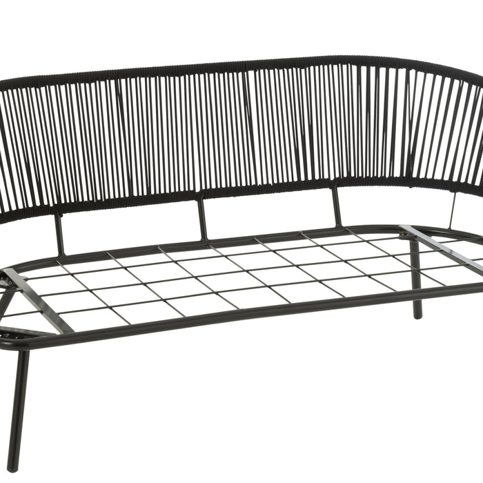 J-Line stoel|bank Poa - metaal|rotan - zwart - set van 3