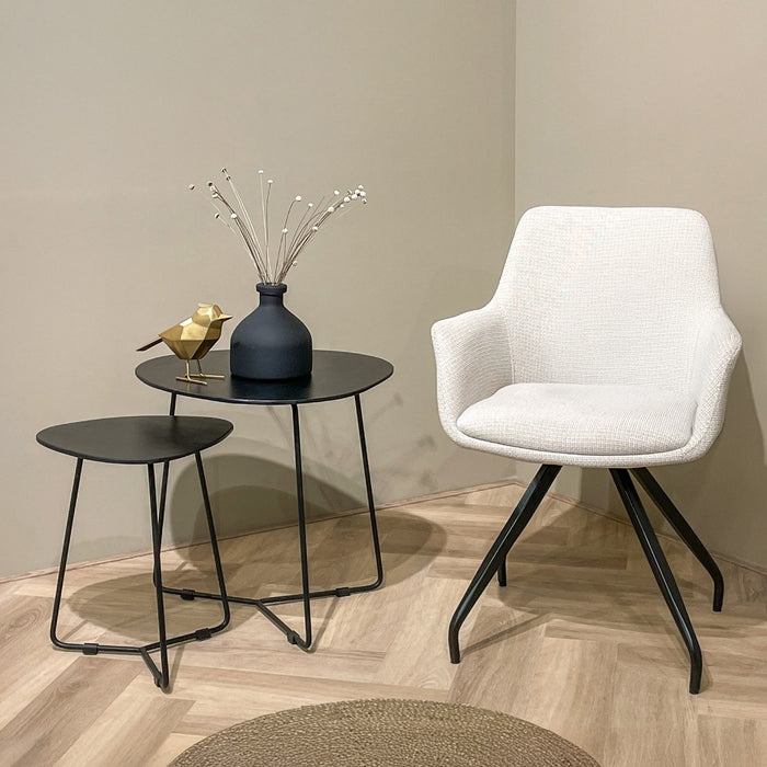 Livingfurn - Eetkamerstoel Stof Beige - Duke - Set van 2