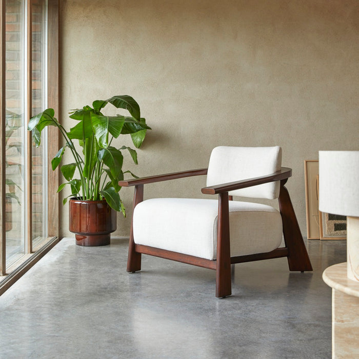 Tikamoon - Fauteuil Matéo van mindihout en stof, 1 zitplaats